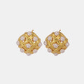 Shell Pearl & Copper Stud Earrings