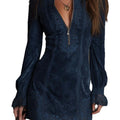 Polo Collar Zipper Fitted Midi Dress
