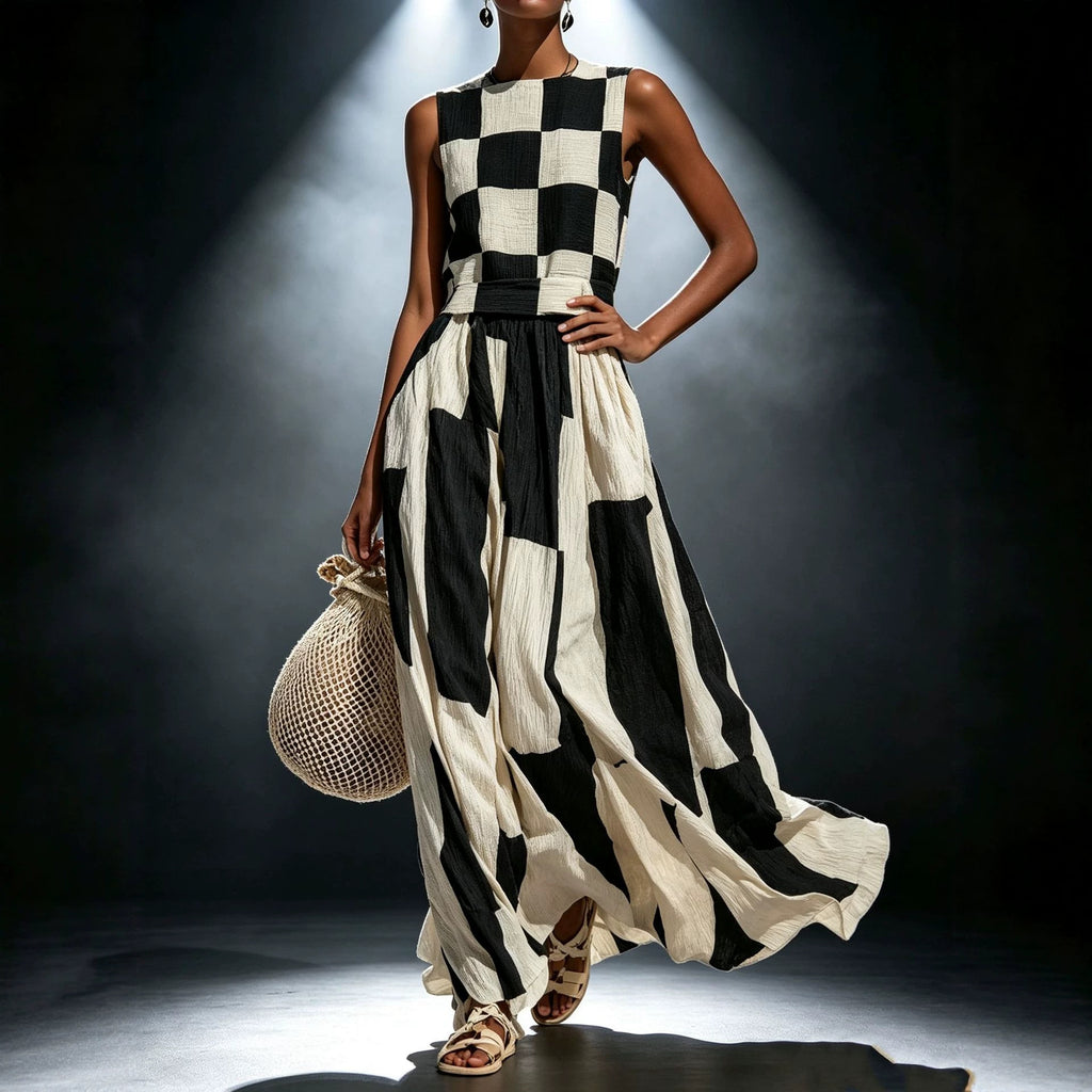 Round Neck Sleeveless Loose Midi Dress
