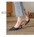 Denim Pointed Toe Stiletto Sandals