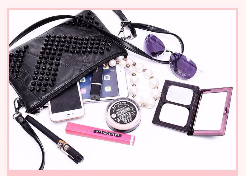 Leather Rivet Crossbody Shoulder Bag