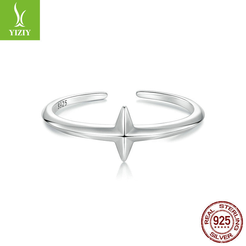 Minimalist Cross Open Ring in 925 Silver