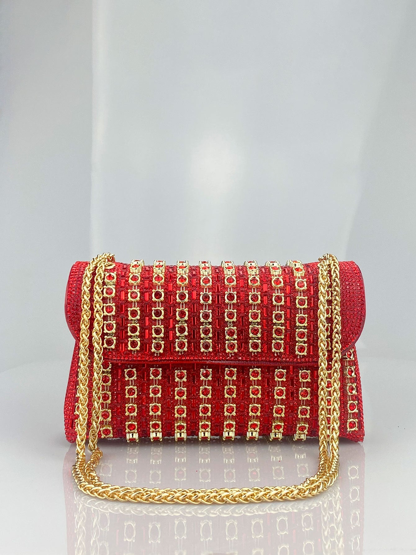 Brooch & Rhinestone Evening Clutch Bag