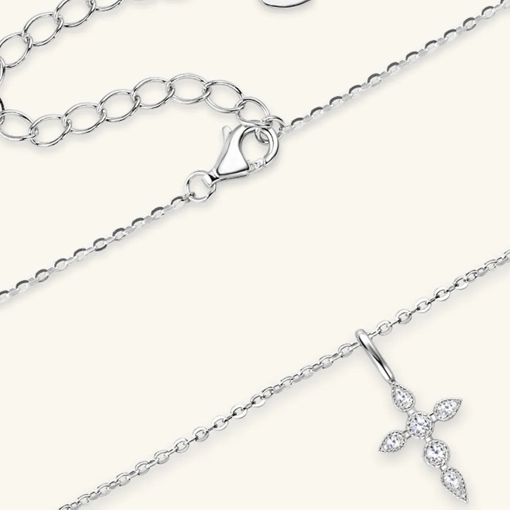 Moissanite Cross Pendant Necklace in 925 Silver