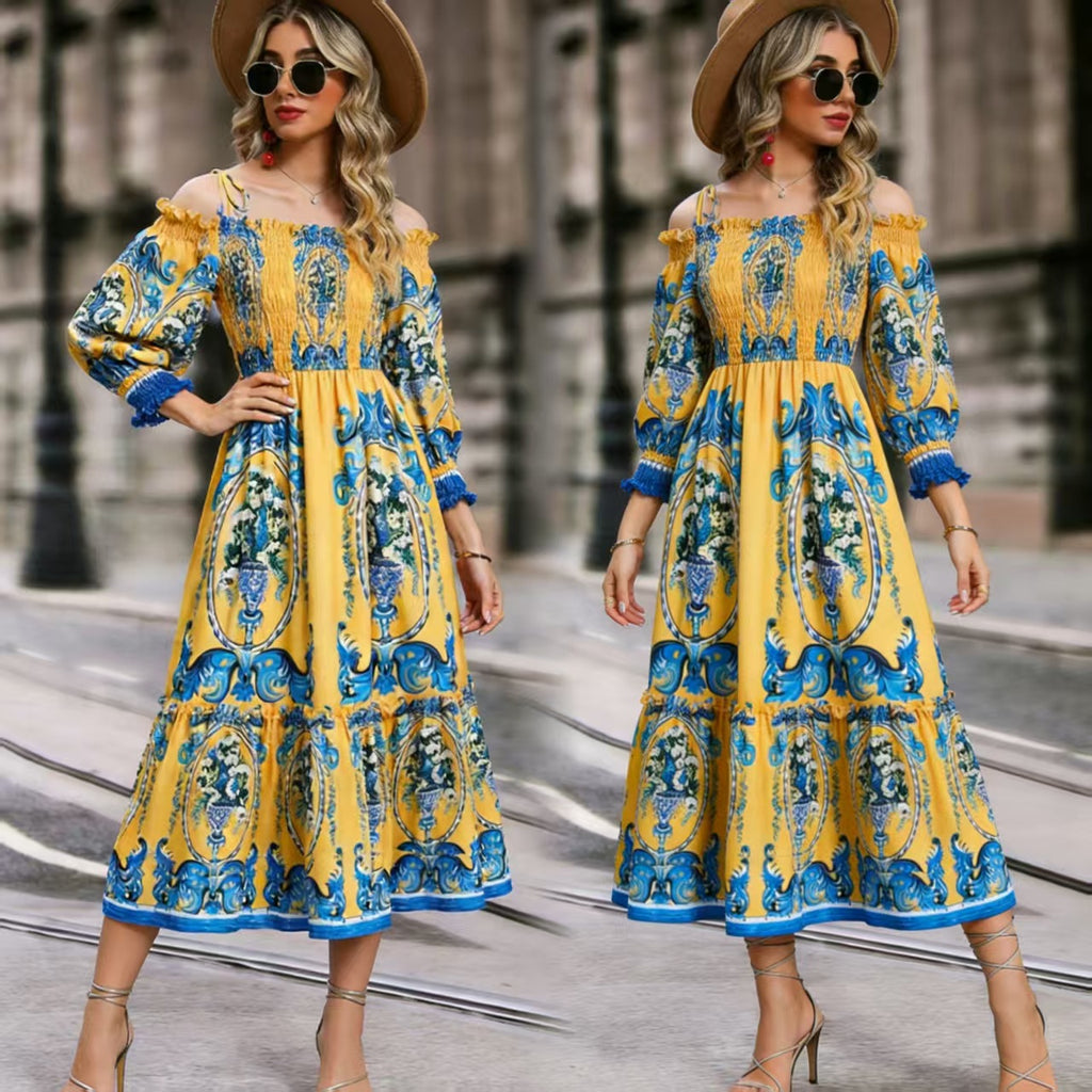 Floral Print Tie-Front V-Neck Short Sleeve Midi Dress
