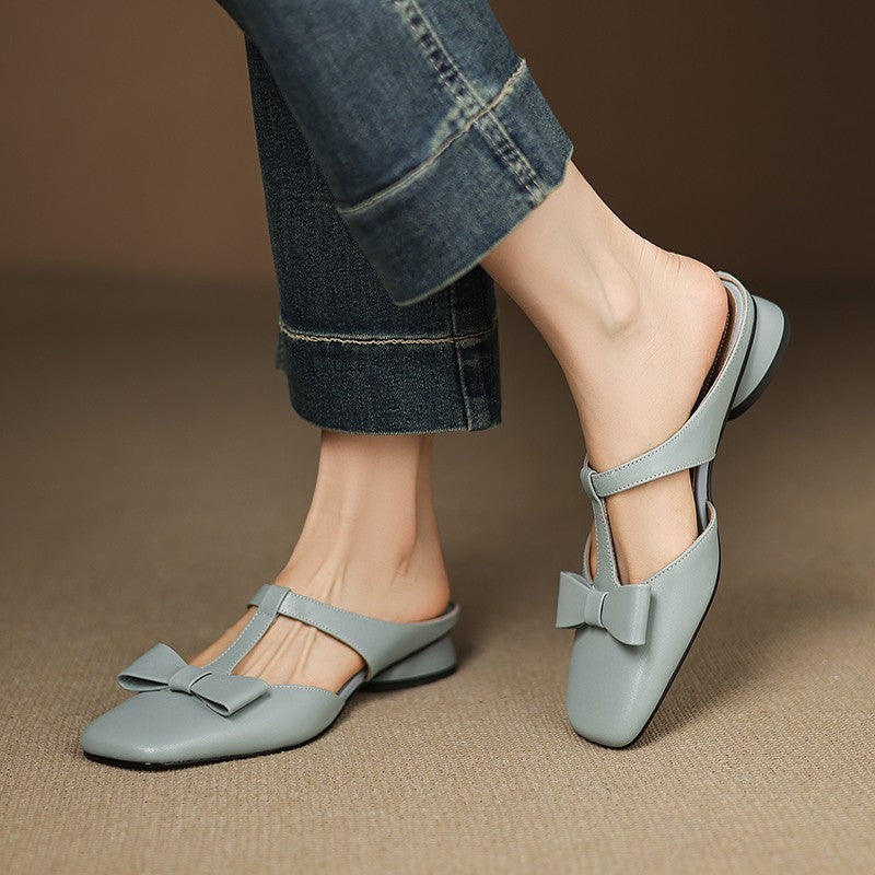 T-Strap Bowknot Open-Toe Backless Sandals