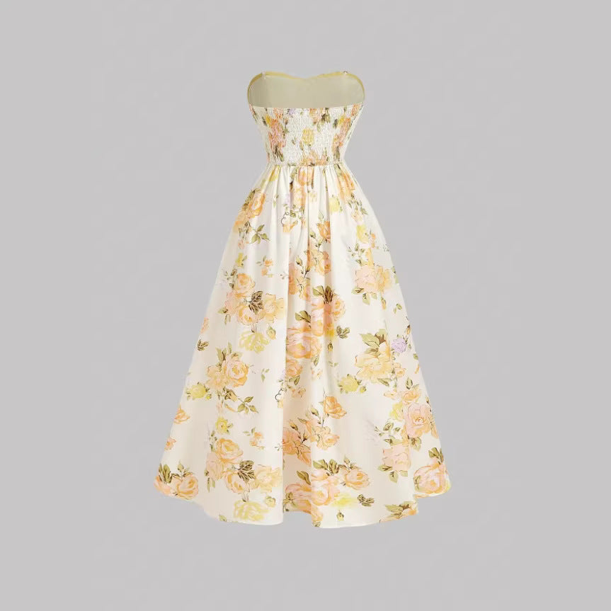 Floral Print Ruffle Hem Spaghetti Strap Tiered Midi Dress