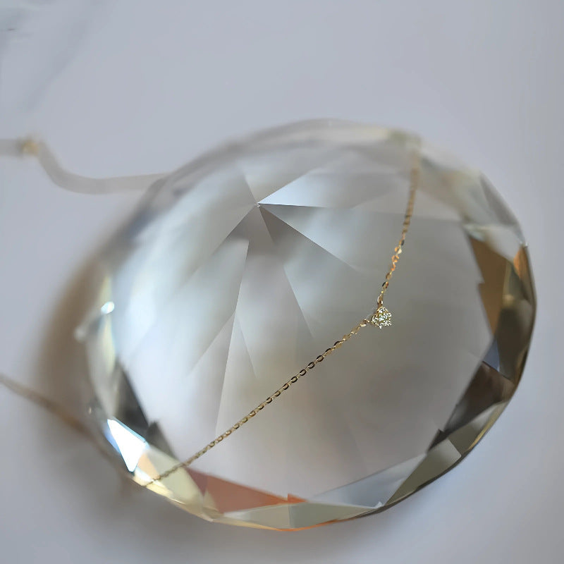 Mini Diamond Heart Collarbone Necklace in 925 Silver & 14K Gold