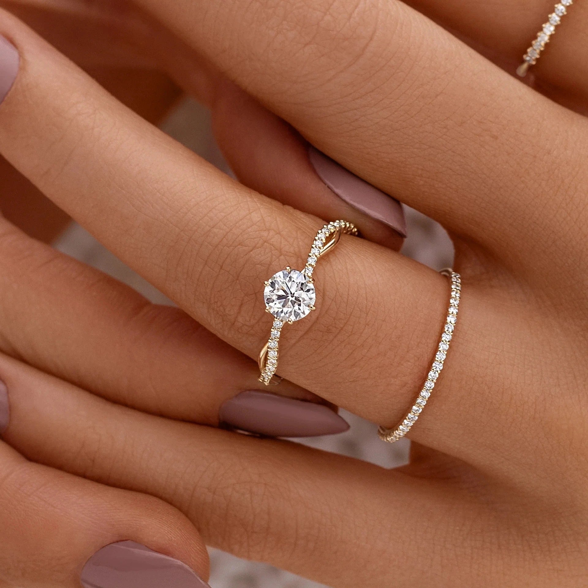 Woven Wave Diamond Row Ring in 925 Silver