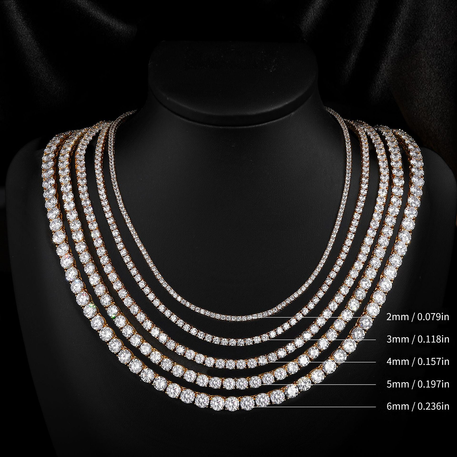 Zirconia Tennis Necklace in 18K Gold Plated Copper