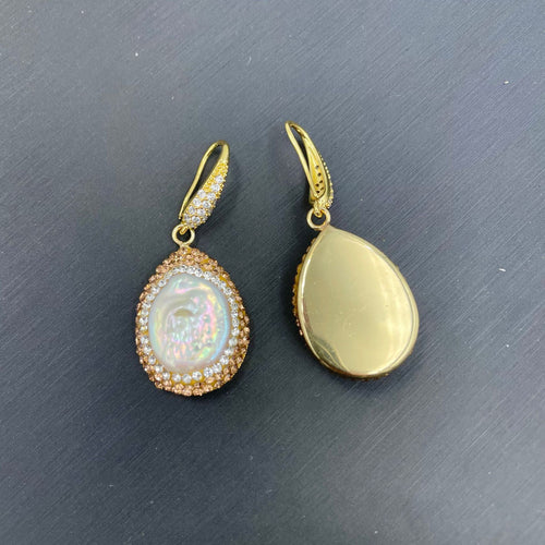 Baroque shaped pearl earrings, high-end personalized retro point diamond earrings, evening wear, light luxury banquet jewelry