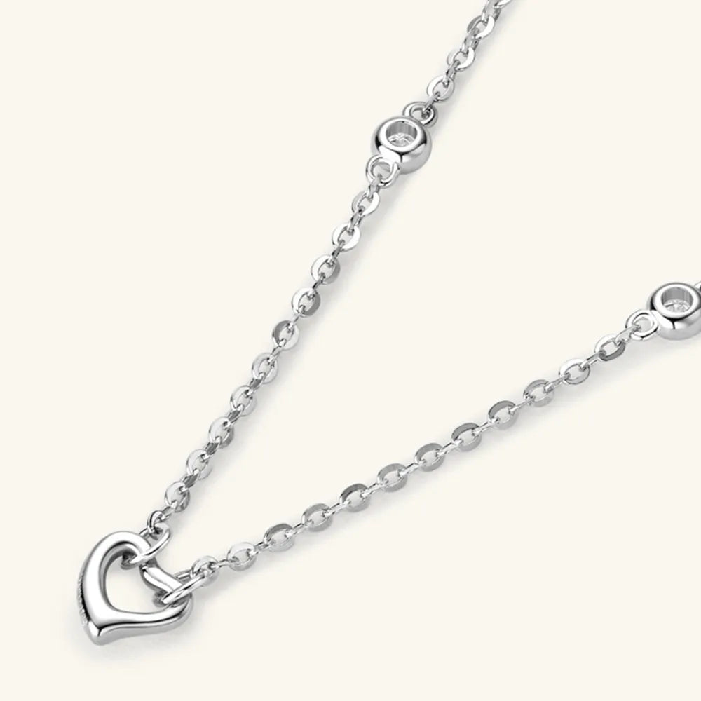 Moissanite Heart Pendant Necklace in 925 Silver