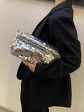 Shimmering Silver Evening Clutch Bag