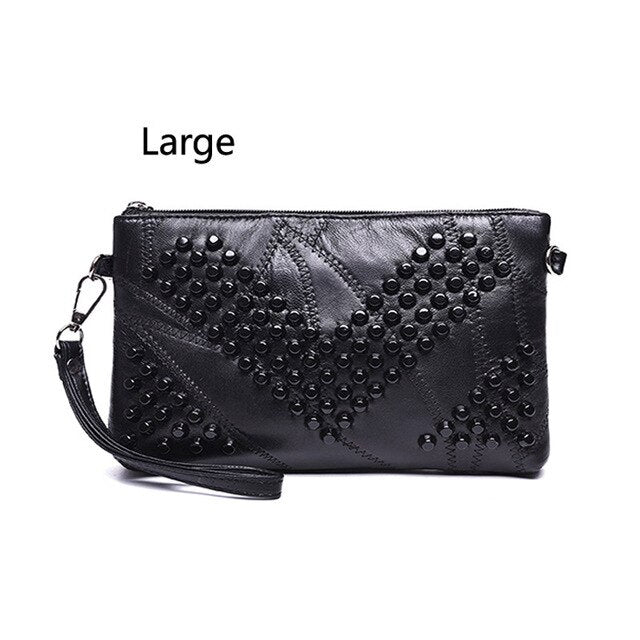 Leather Rivet Crossbody Shoulder Bag