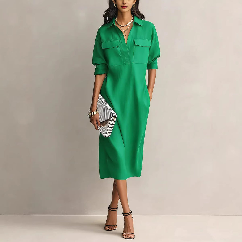 Elegant Office Casual Solid Colour Fitted Midi Dress