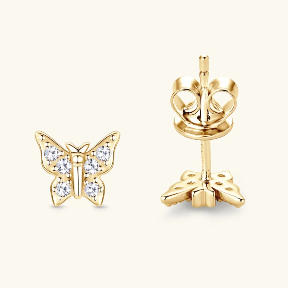 Moissanite Butterfly Stud Earrings in 925 Sterling Silver