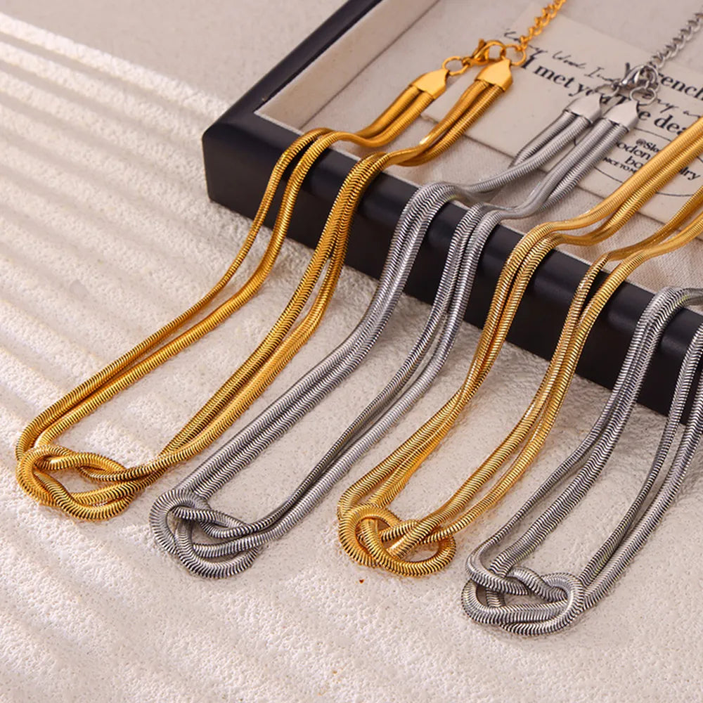 Gold Plated Knot Necklace in Titanium Steel