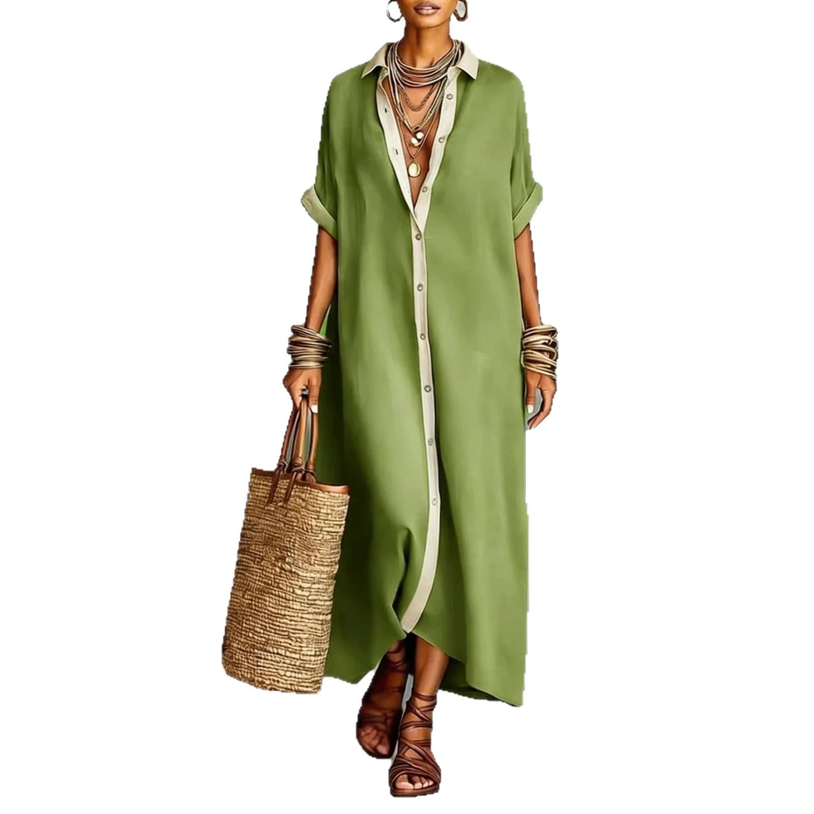 Relaxed Fit Short Sleeve Shirt Dress