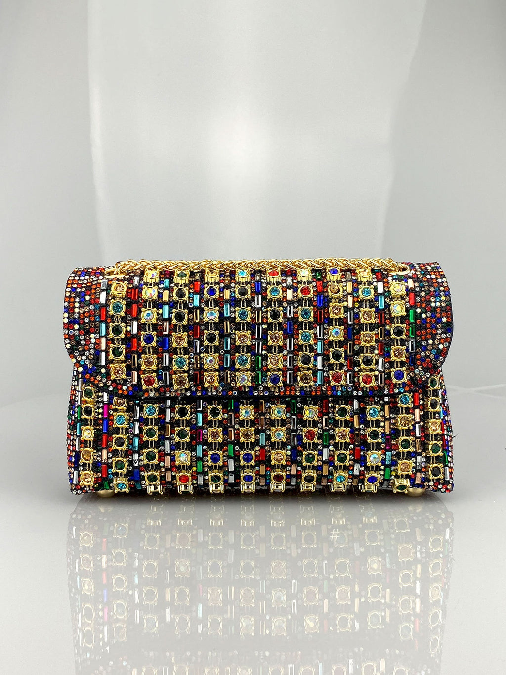 Brooch & Rhinestone Evening Clutch Bag