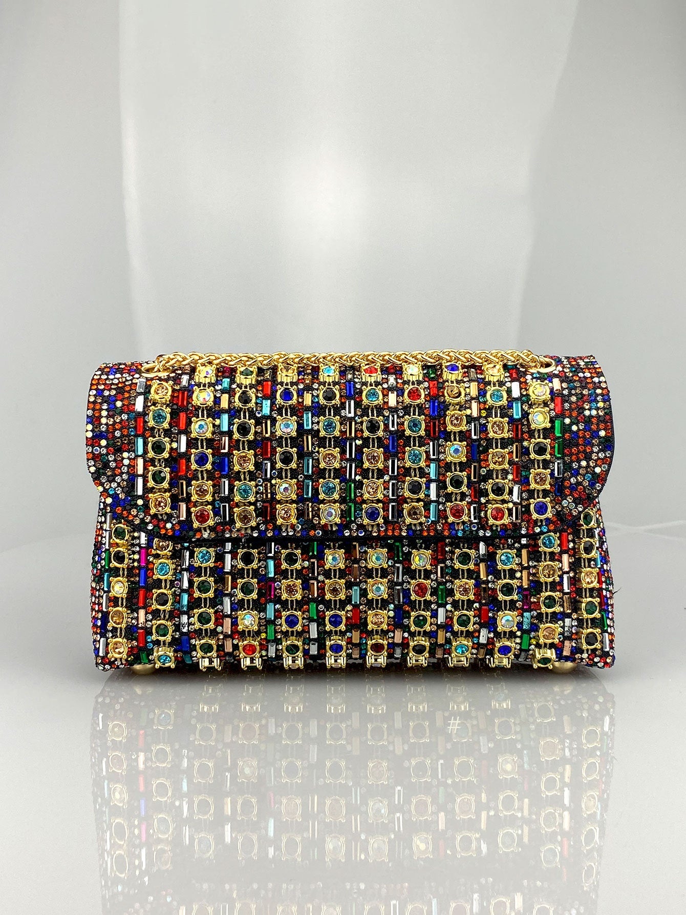 Brooch & Rhinestone Evening Clutch Bag
