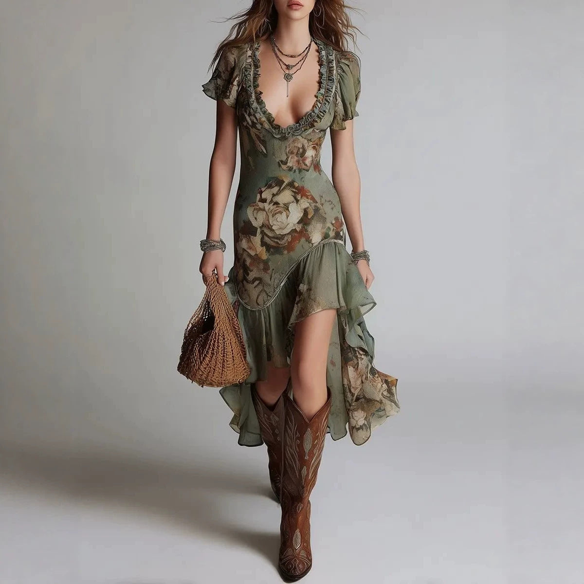 Vintage Oil Painting Dress