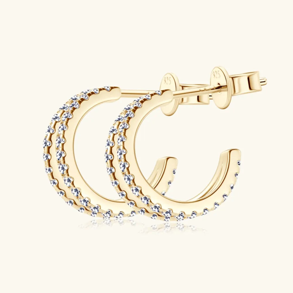 Moissanite C-Hoop Earrings in 925 Sterling Silver