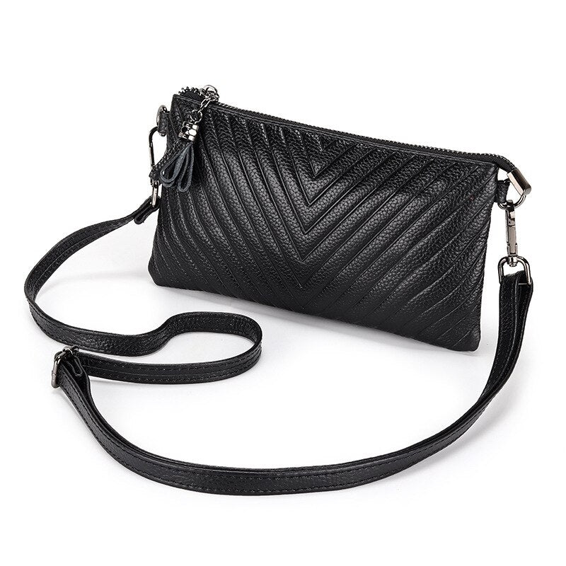 Genuine Leather Slim Crossbody Shoulder Bag