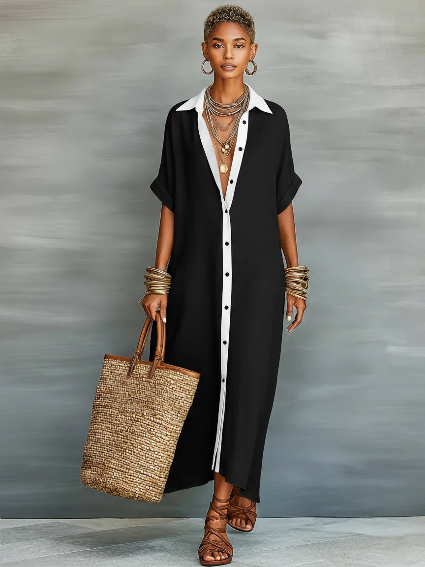 Casual Loose Short Sleeve Shirt Dress