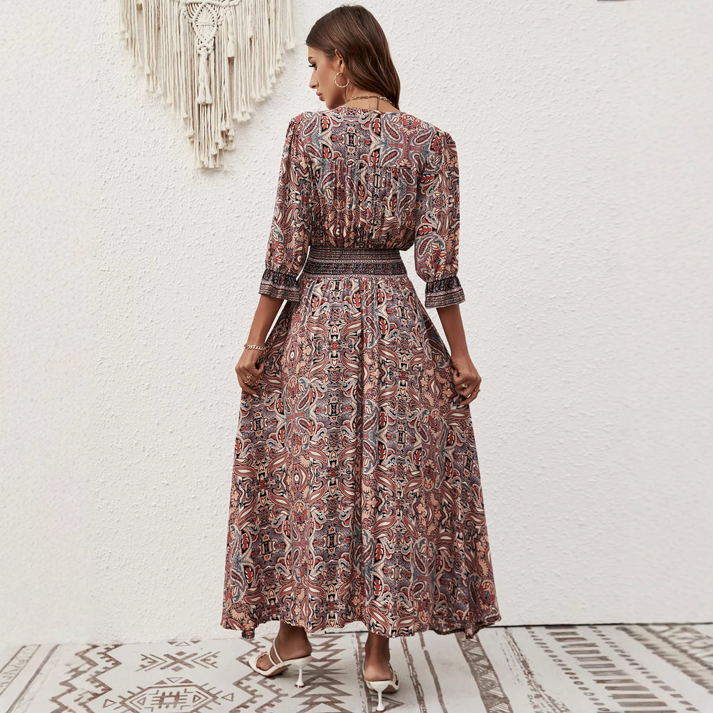 Floral Print Spaghetti Strap Backless Maxi Dress
