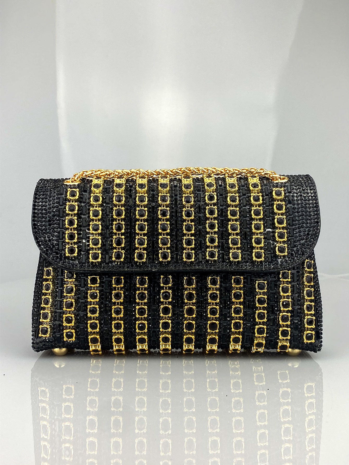 Brooch & Rhinestone Evening Clutch Bag