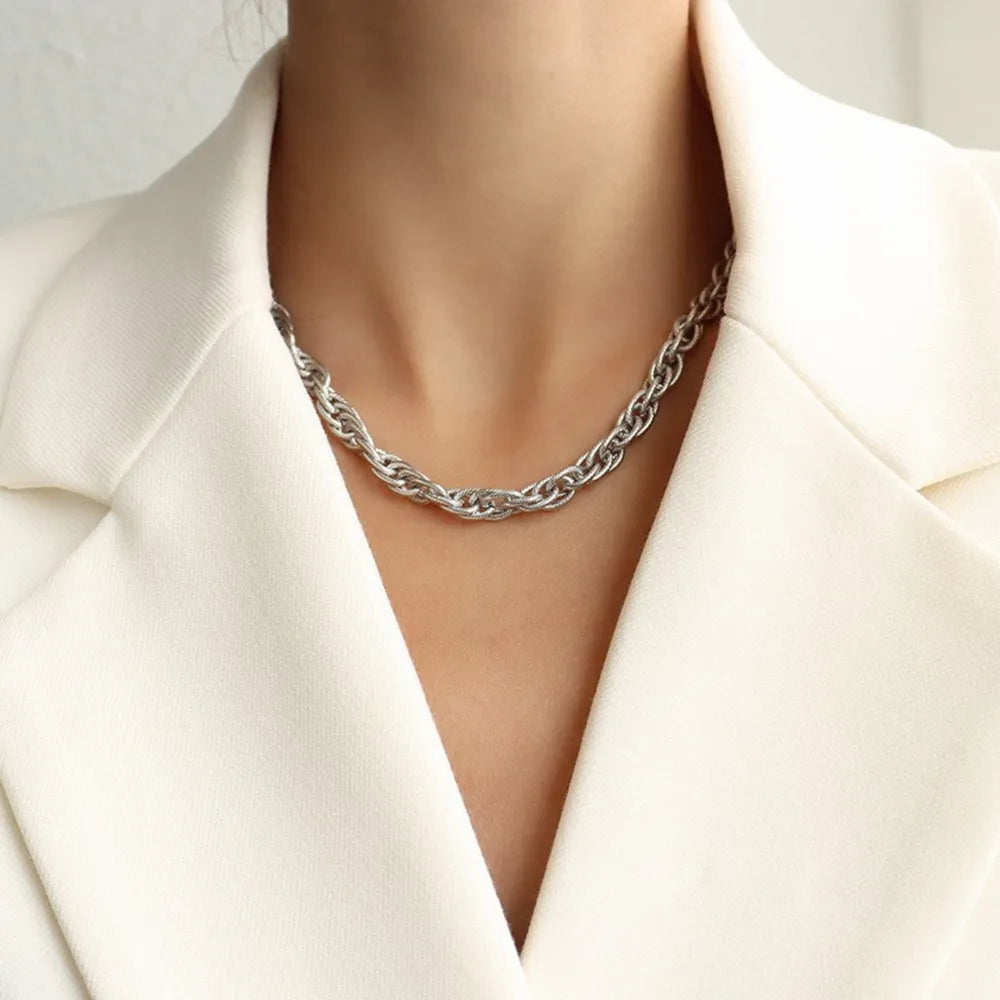 Gold Plated Chain Necklace in Titanium Steel