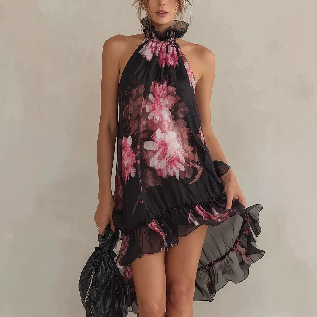 Chiffon Printed Off-Shoulder Sexy Summer Dress