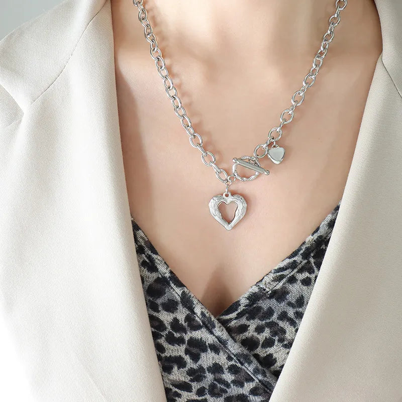 Heart Pendant Necklace in Titanium Steel