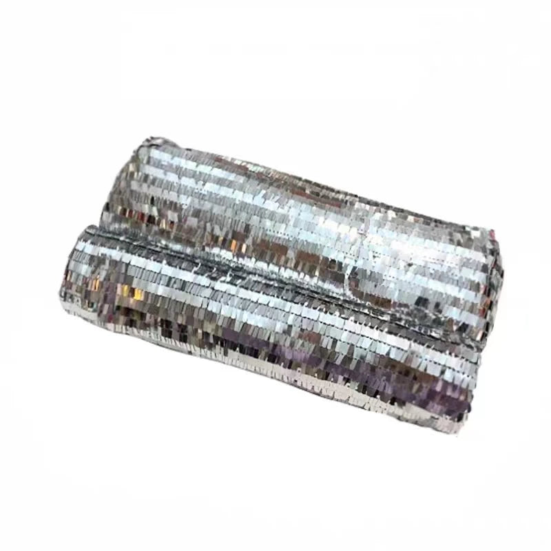Shimmering Silver Evening Clutch Bag