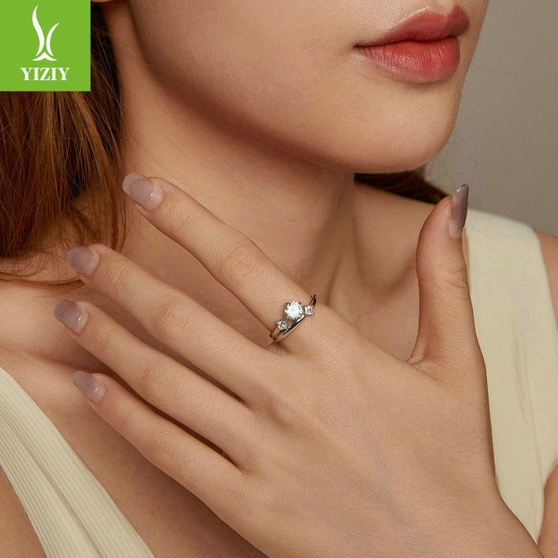 Sparkling Double Layer Zircon Ring in 925 Silver