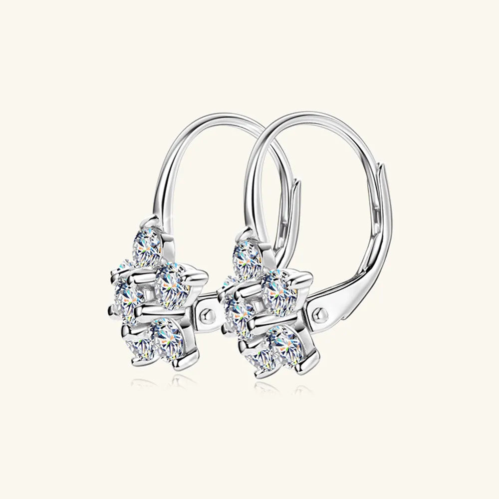 1.2ct Moissanite Flower Huggie Earrings in 925 Sterling Silver
