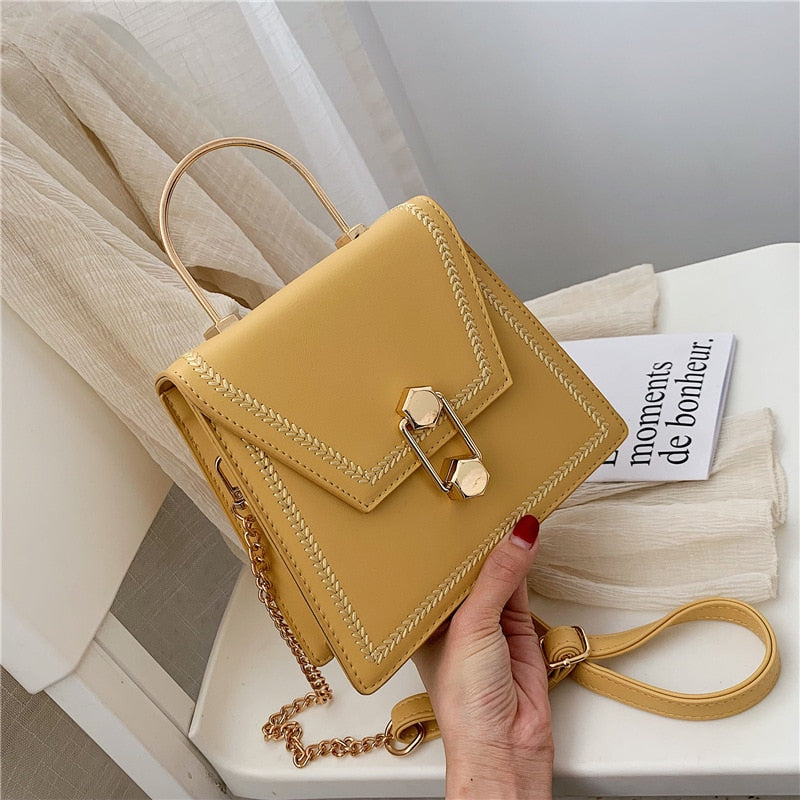 Metal Handle Crossbody Clutch Bag