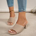 Wide Strap Square Toe Thick Heel Sandals