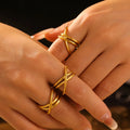 18K Gold Plated Crisscross Ring in Titanium