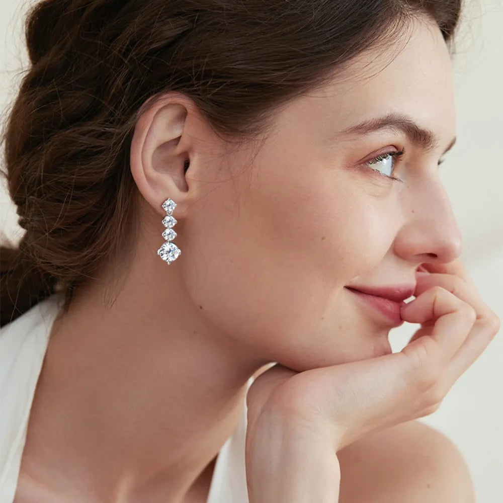 4ct Moissanite Earrings in 925 Sterling Silver