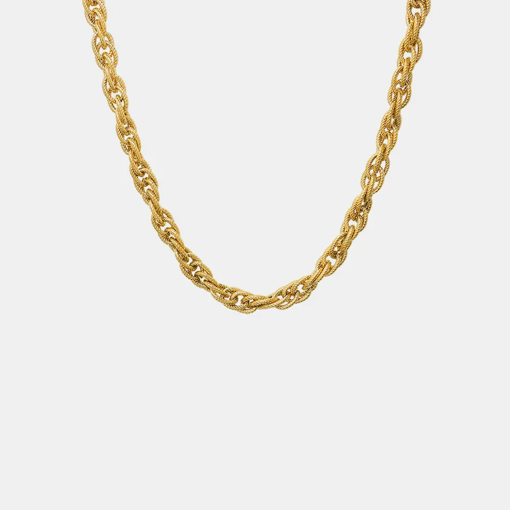 Gold Plated Chain Necklace in Titanium Steel