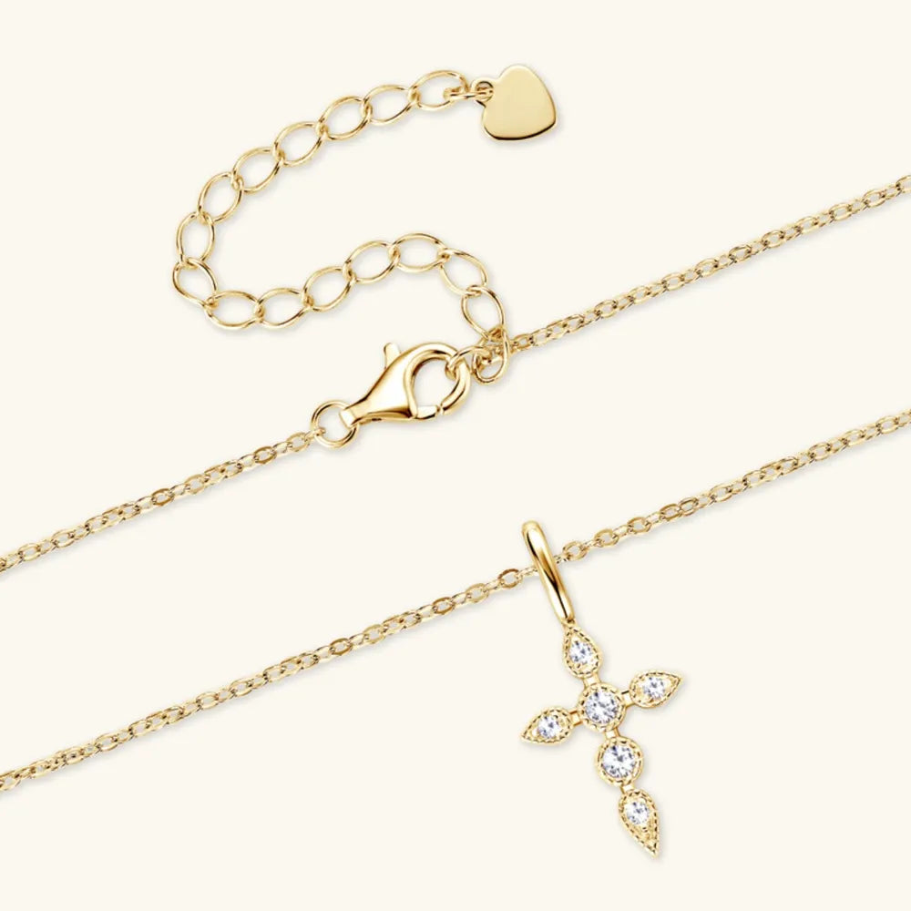Moissanite Cross Pendant Necklace in 925 Silver