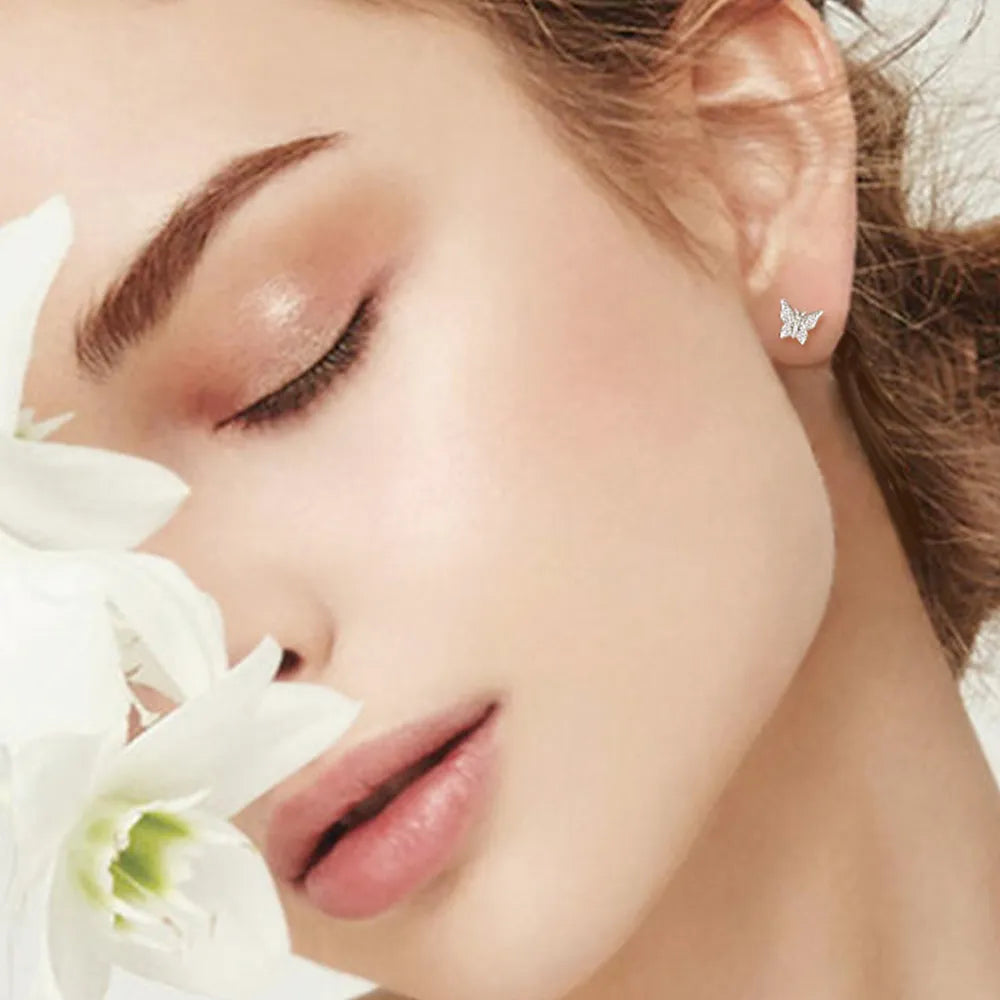 Moissanite Butterfly Stud Earrings in 925 Sterling Silver