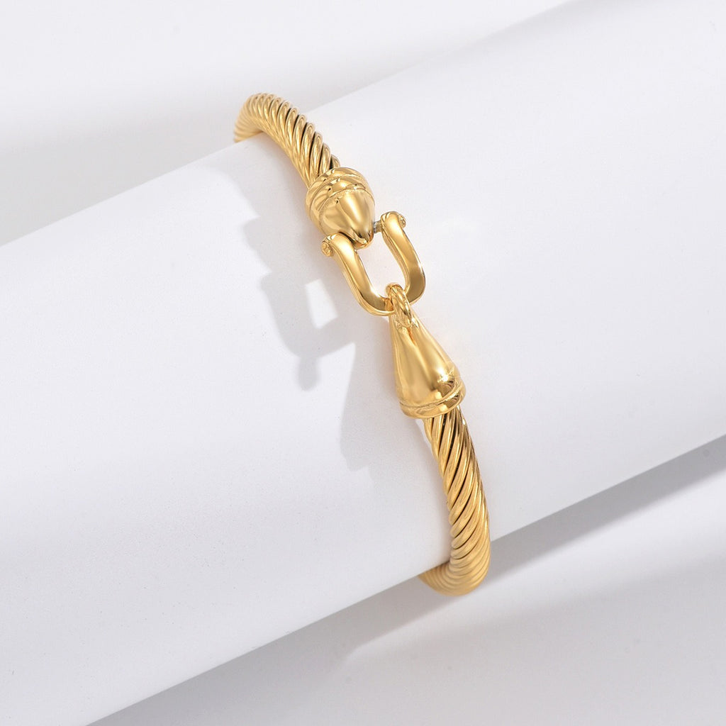 Versatile fashion Roman numeral pendant Fried Dough Twists bracelet Multicolor stainless steel women's bracelet