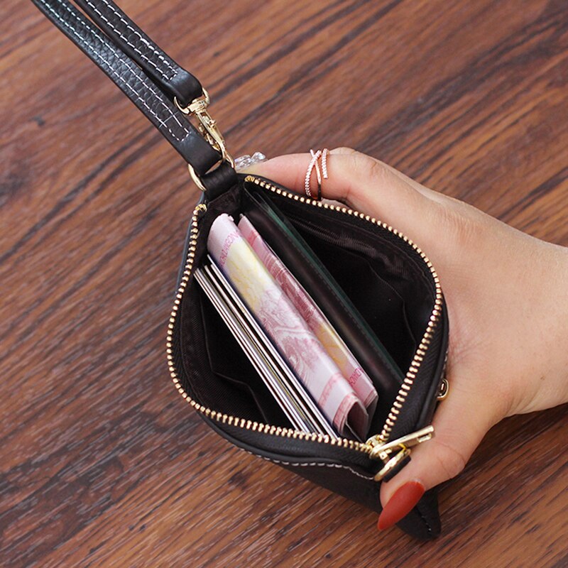 Genuine Leather Zip Wallet with Card Holder
