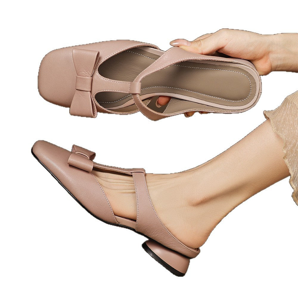 T-Strap Bowknot Open-Toe Backless Sandals