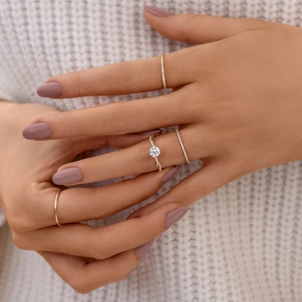 Woven Wave Diamond Row Ring in 925 Silver