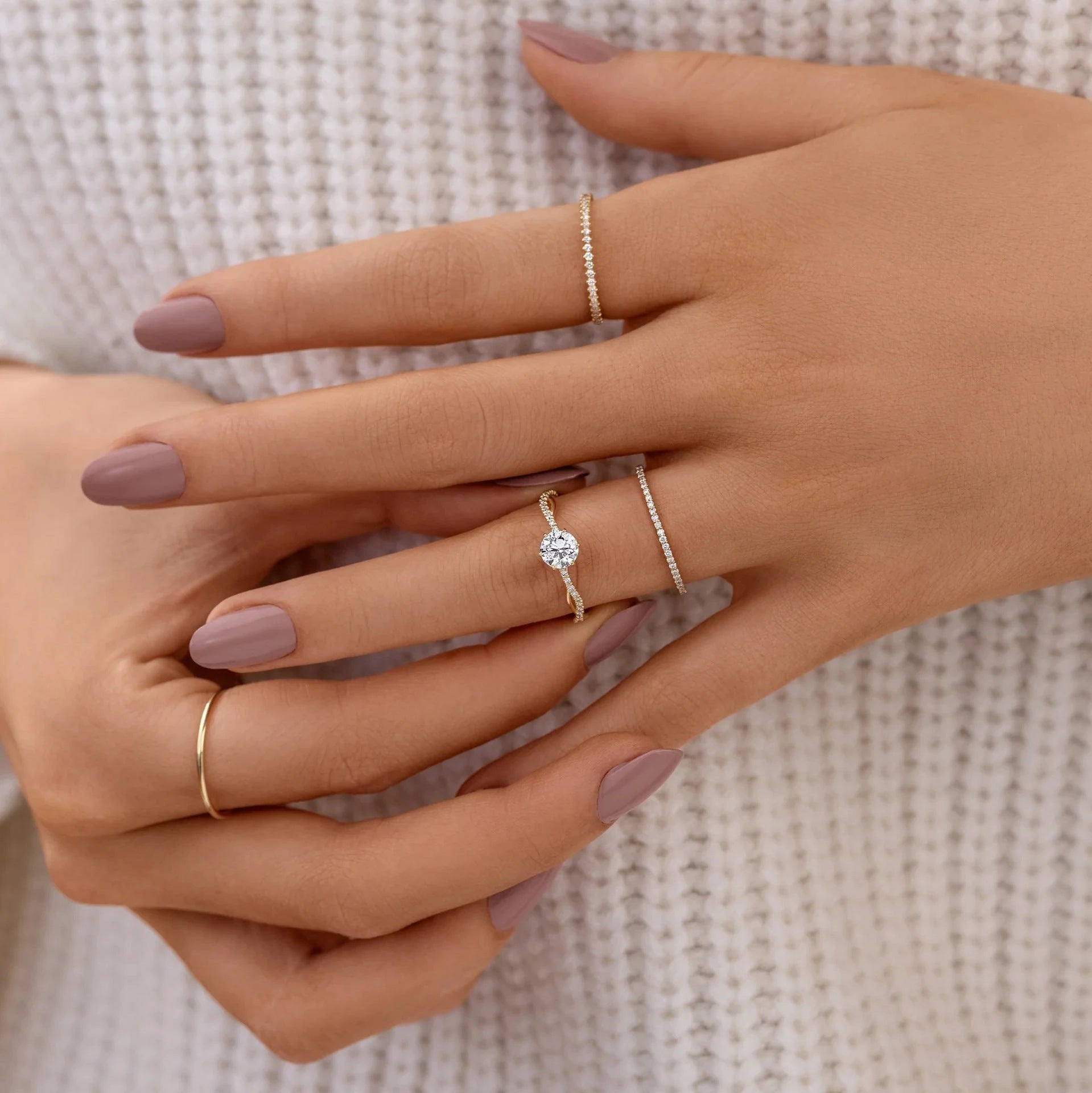 Woven Wave Diamond Row Ring in 925 Silver