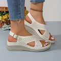 Hollow Cross Strap Wedge Beach Sandals