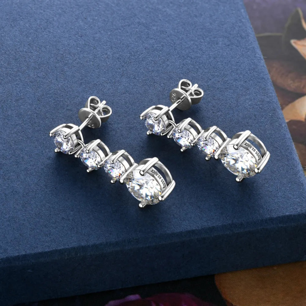 4ct Moissanite Earrings in 925 Sterling Silver